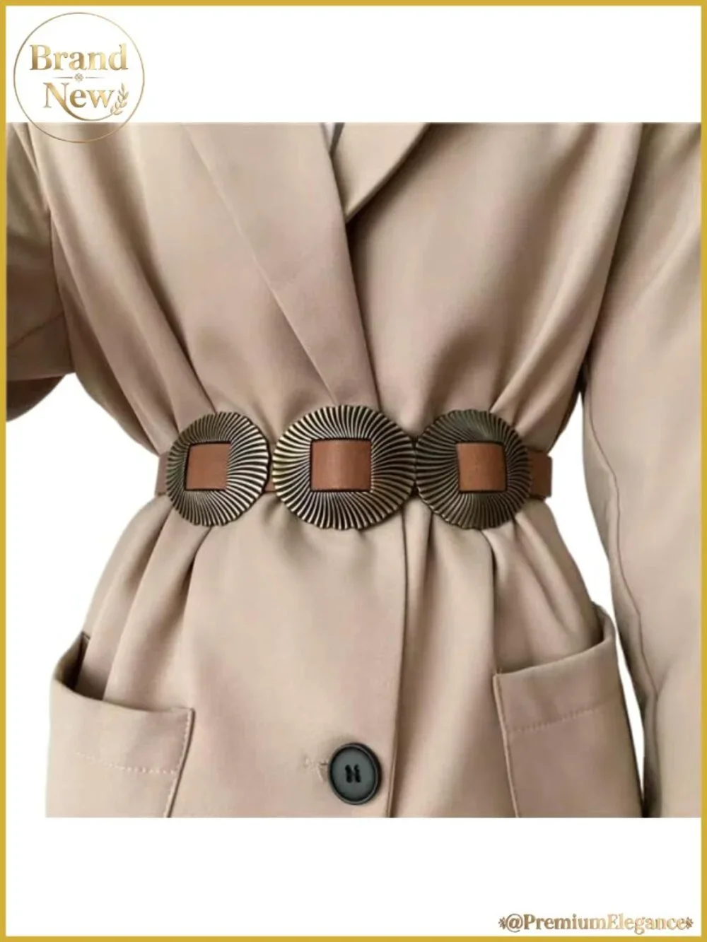 Women's Western Concho Belt PU Leather Adjustable Wide Disc Belt